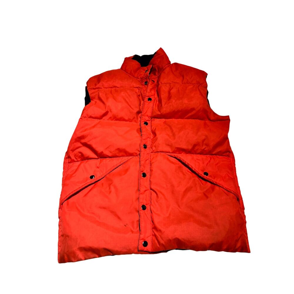 Vintage Reversible Down Puffer Vest Men's Large Navy Orange Colorblock 80s - Picture 3 of 6